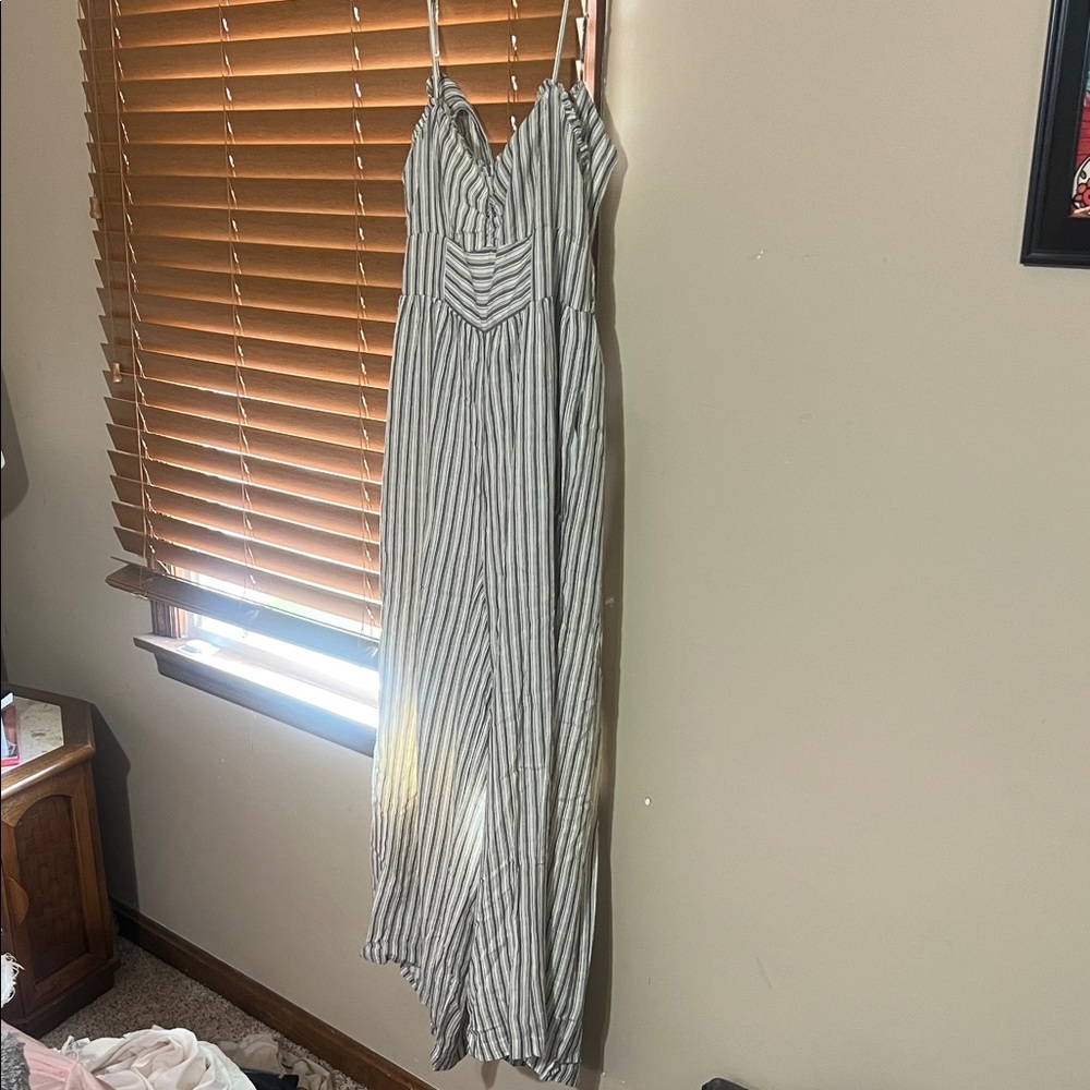 American Eagle Outfitters White and Black Striped Maxi Dress